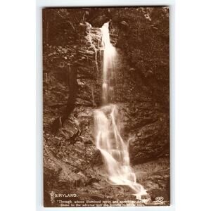 Fairyland Mountain Waterfalls RPPC Postcard EAS Germany Vintage Water Rocks